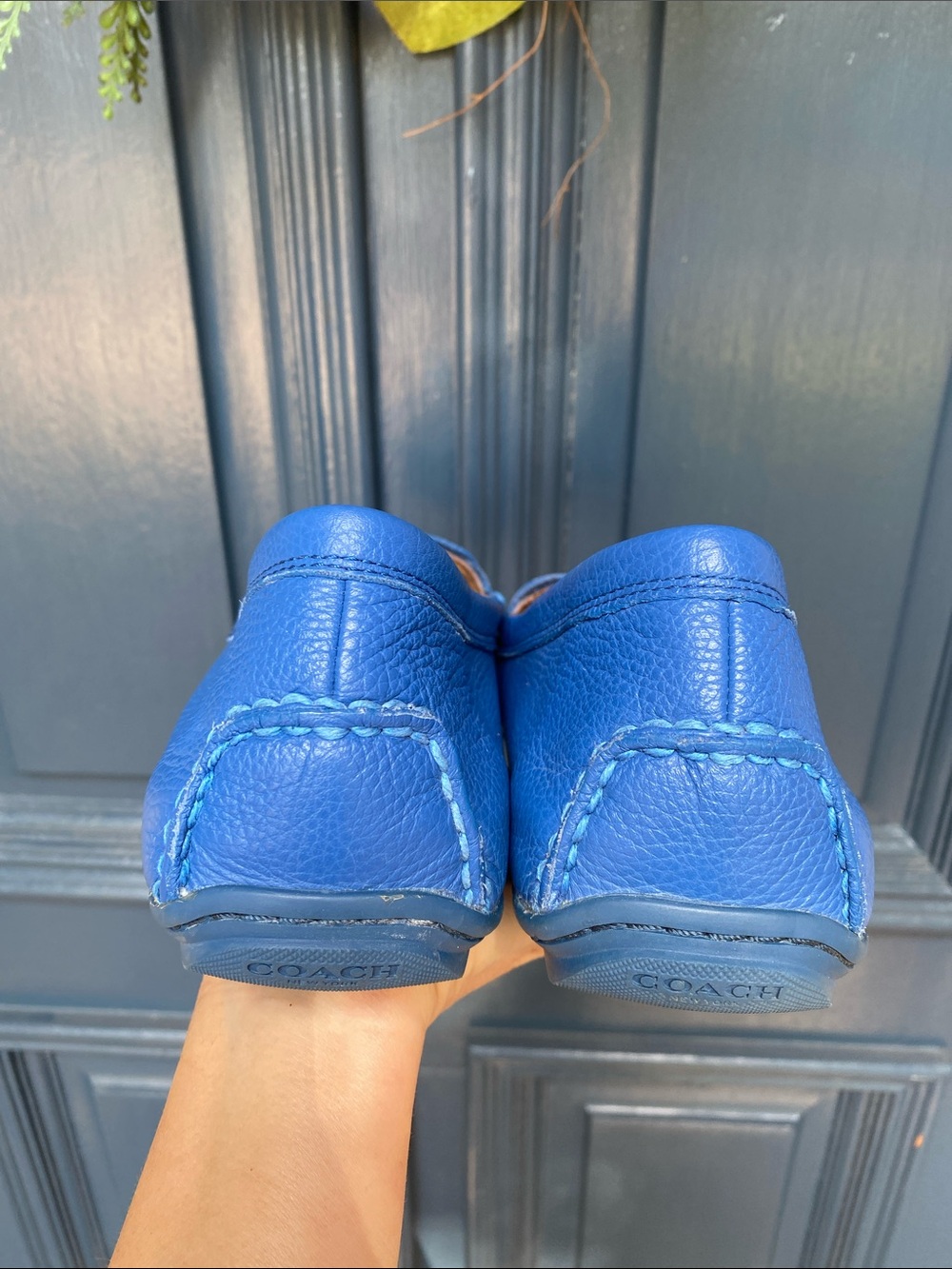 Coach Mary Lockup Blue Leather Flats - Picture 6 of 16